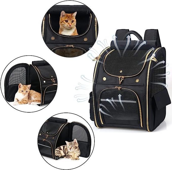 New Two-Sided Entry with Bottom Support TSA Airline Approved Ventilated Design Pet Backpack Carrier