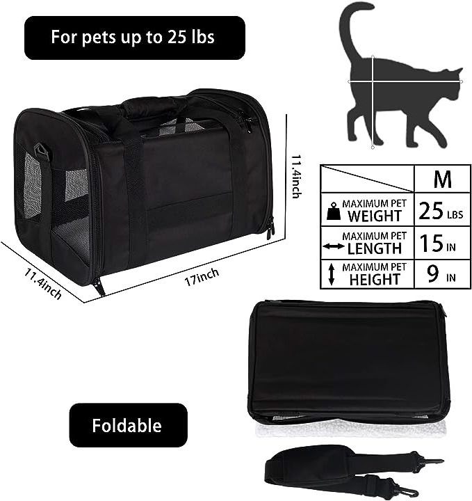 Hot Portable and Breathable Pet Travel Collapsible Cat Carrier Dog Carrier for Medium Cats Small Cats Dogs