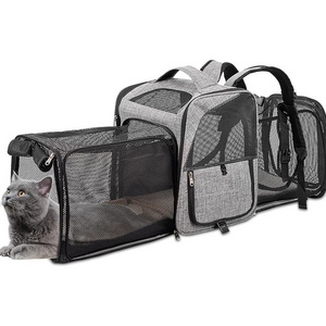 Hot Design Breathable 2 Sides Expandable Pet Backpack for Cats Dogs fit Up to 20 lbs Pet Carrier