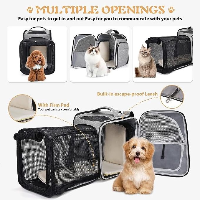 Hot Design Breathable 2 Sides Expandable Pet Backpack for Cats Dogs fit Up to 20 lbs Pet Carrier