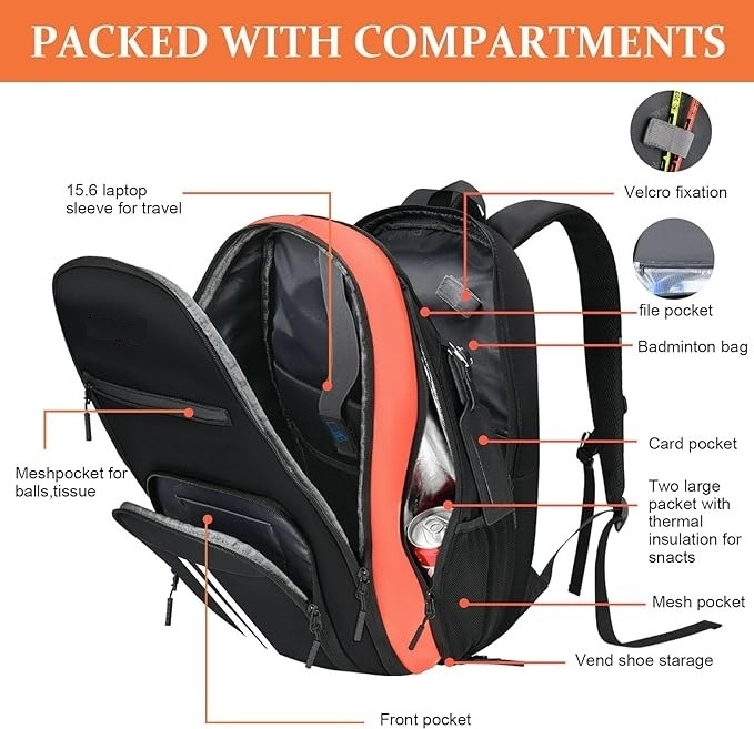 New Design Pickleball Bag Hold 2 Rackets with Shoe Compartment Tennis Backpack for Men and Women and kids