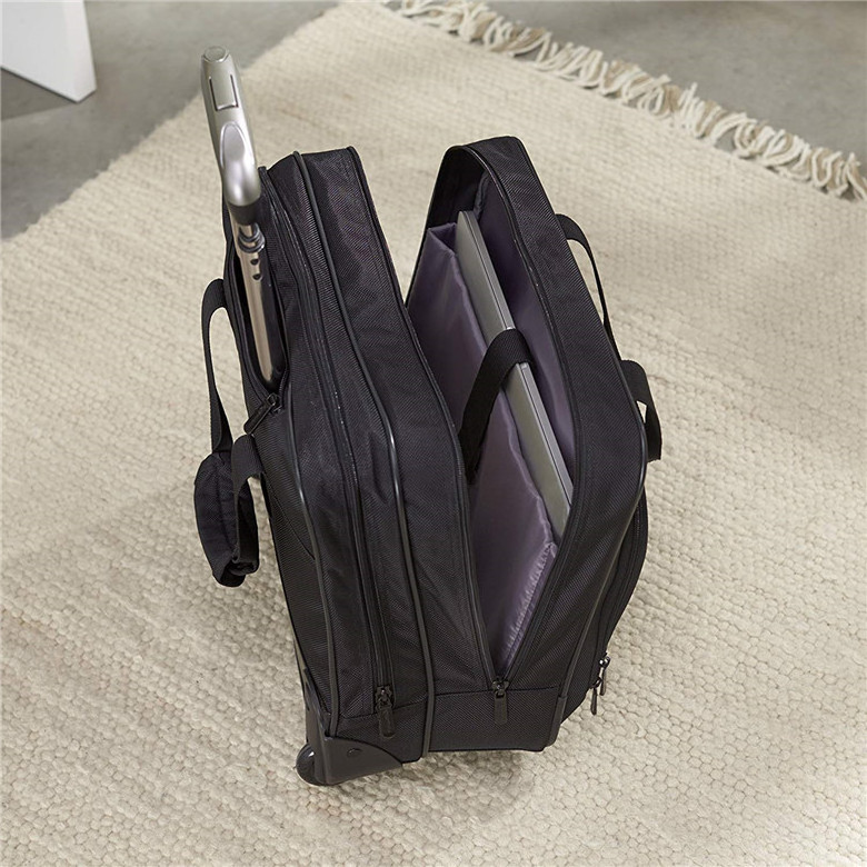 2023 Hot Selling Custom Classic Rolling Adjustable Trolley Wheels Pilot Travel Flight Bag Black