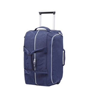 Latest 19 Inch Lightweight 2 Wheels Waterproof Carry On Hand Luggage Long Travel Business Trolley Flight Duffle Bag Navy