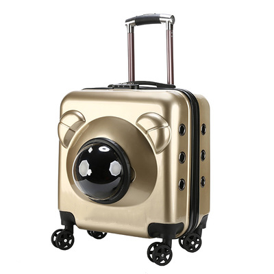 Jiangshun OEM ODM new transparent dog box cat cage outdoor large capacity luxury luggage hard-shell safety pet trolley bag