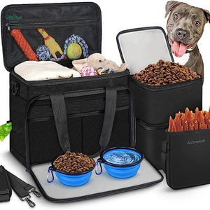 Hot Large Pet Travel Kit for Supplies Includes Food Containers Travel Organizer for Dogs Collapsible Bowls Treat