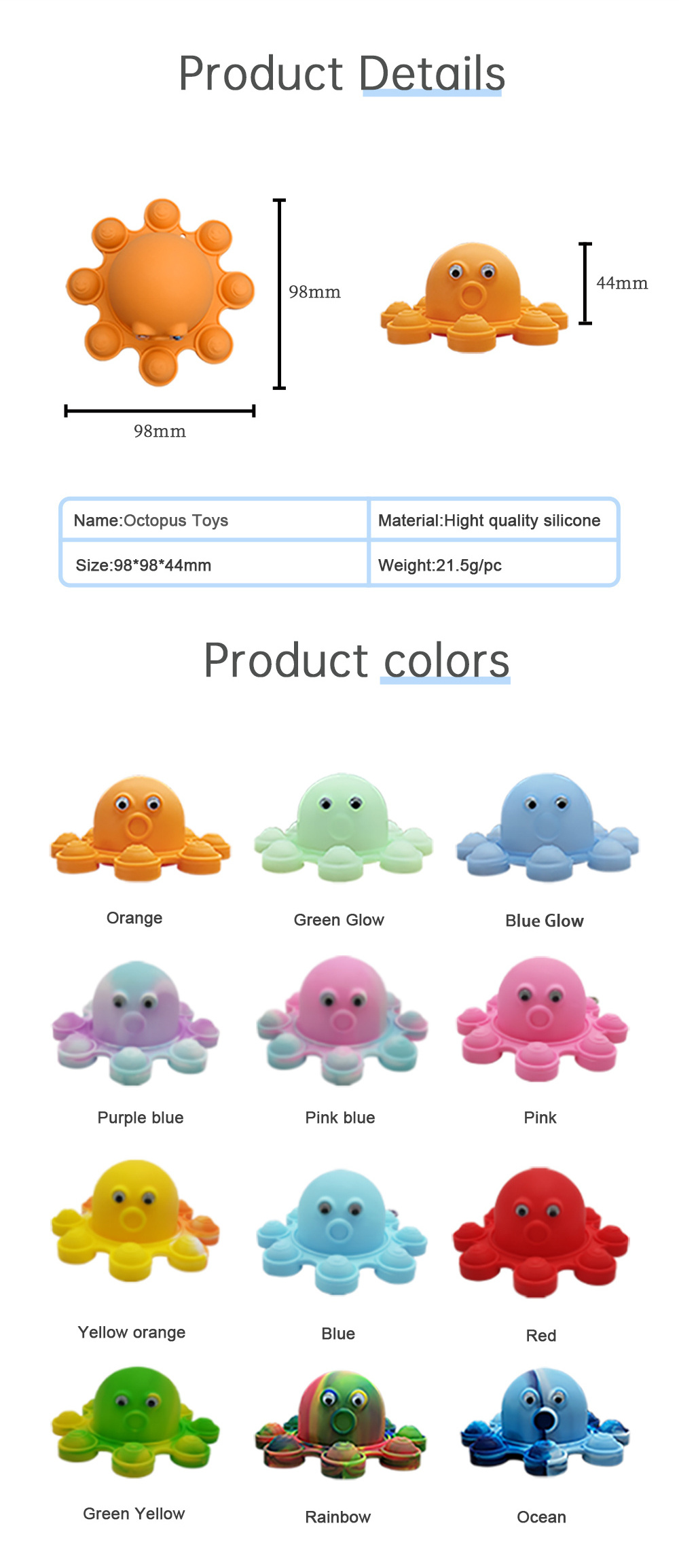 Eco Friendly Silicone Octopus Soft Bubble Relieve Stress Toy Waterproof Bath Toys For Baby Toddler