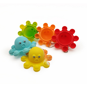 Eco Friendly Silicone Octopus Soft Bubble Relieve Stress Toy Waterproof Bath Toys For Baby Toddler