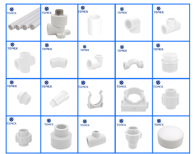 High quality pvc pipes and fittings upvc cpvc swr ppr fitting list pipe and ppr pipe fitting saddle white reduce socket