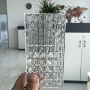 Hot Sale Low Iron Rolled Glass Laminated Glass With Mesh Pyramid Textured Glass Decorative  For Partition Wall