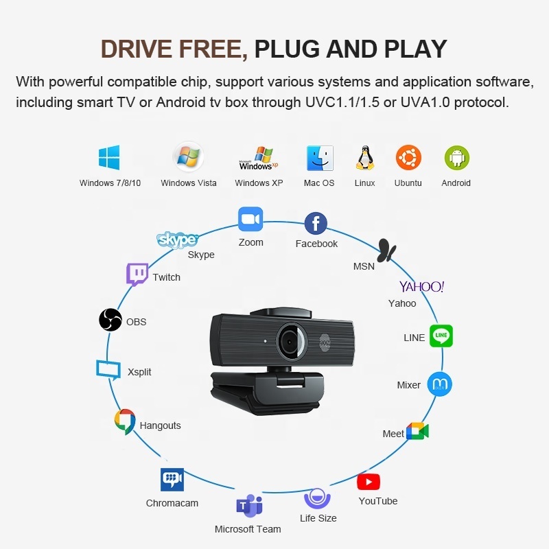 Anywii Laptop 4K UHD 30fps Webcam for Live Broadcast 8MP Auto Focus 3840x2160 8X Zoom USB Built-in Mic Laptop usb Web Camera