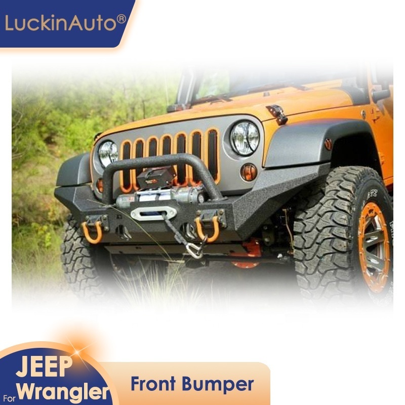 LuckinAuto Front Bumper For JEEP WRANGLER JK JL steel front bumper For Wrangler Bull Bar Nudge Bar Upgrade parts