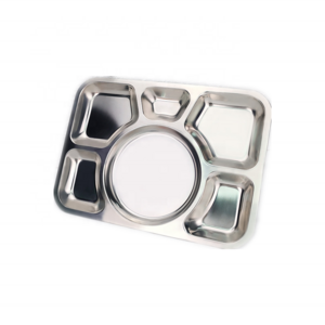 Wholesale square 304  stainless steel Fast food dish 4 compartments 5 compartments 6 compartmentsl dinner plates