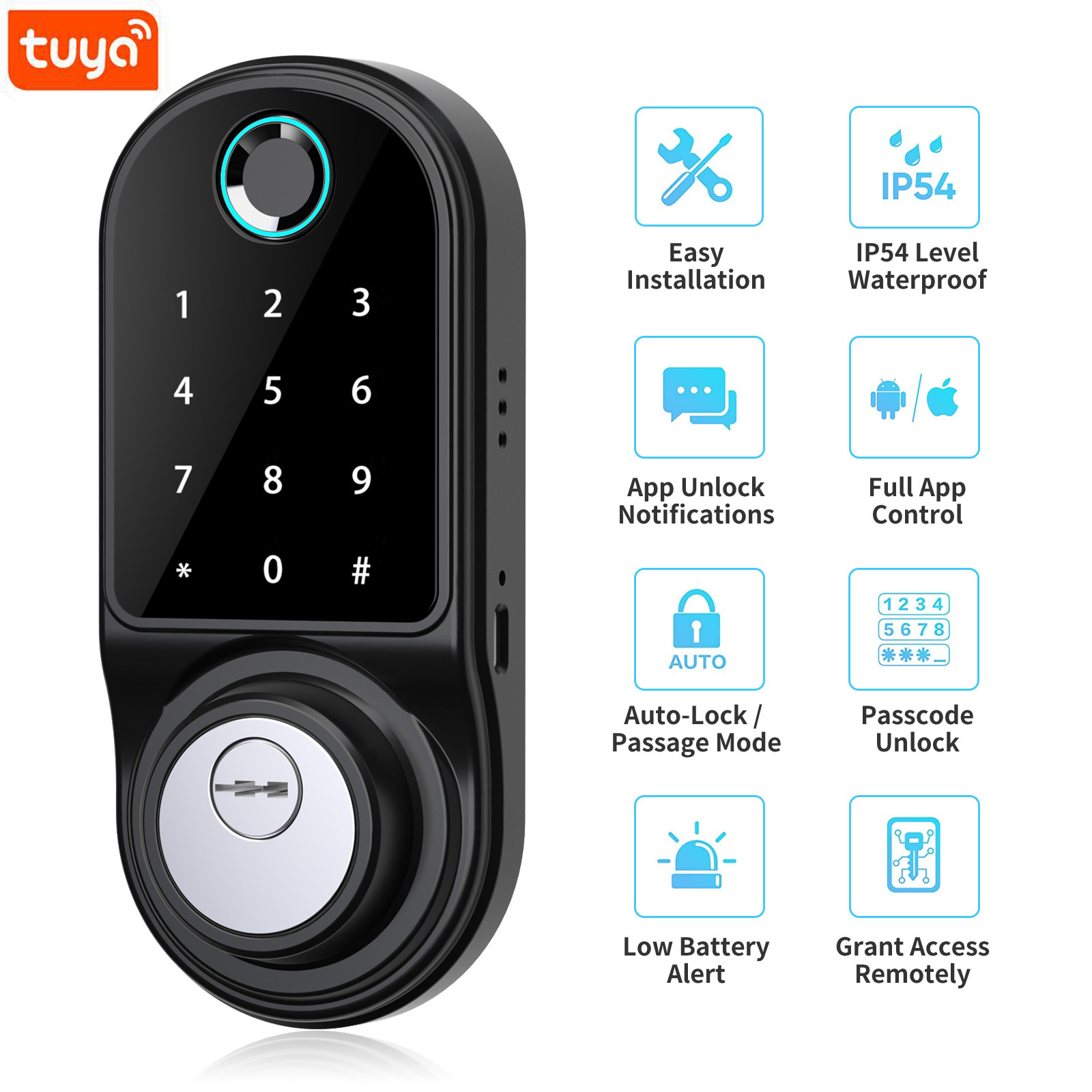 Tuya APP Remote Control Smart US Deadbolt Lock Fingerprint Fechadura Digital Password Indoor House Electronic Lock With Key