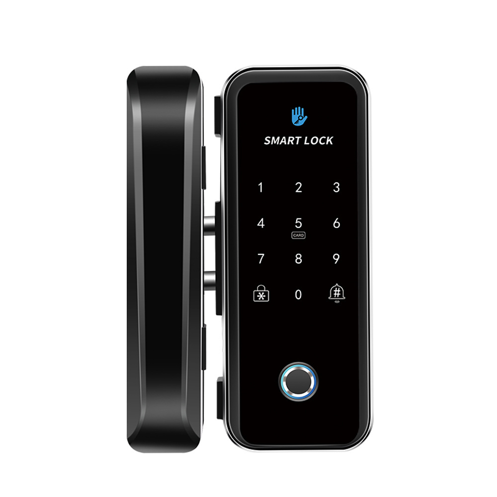 Fingerprint Blue tooth TTLOCK APP RFID Card Code Electronic Smart Lock for Framed Frameless Glass Sliding Door Keyless No Wiring