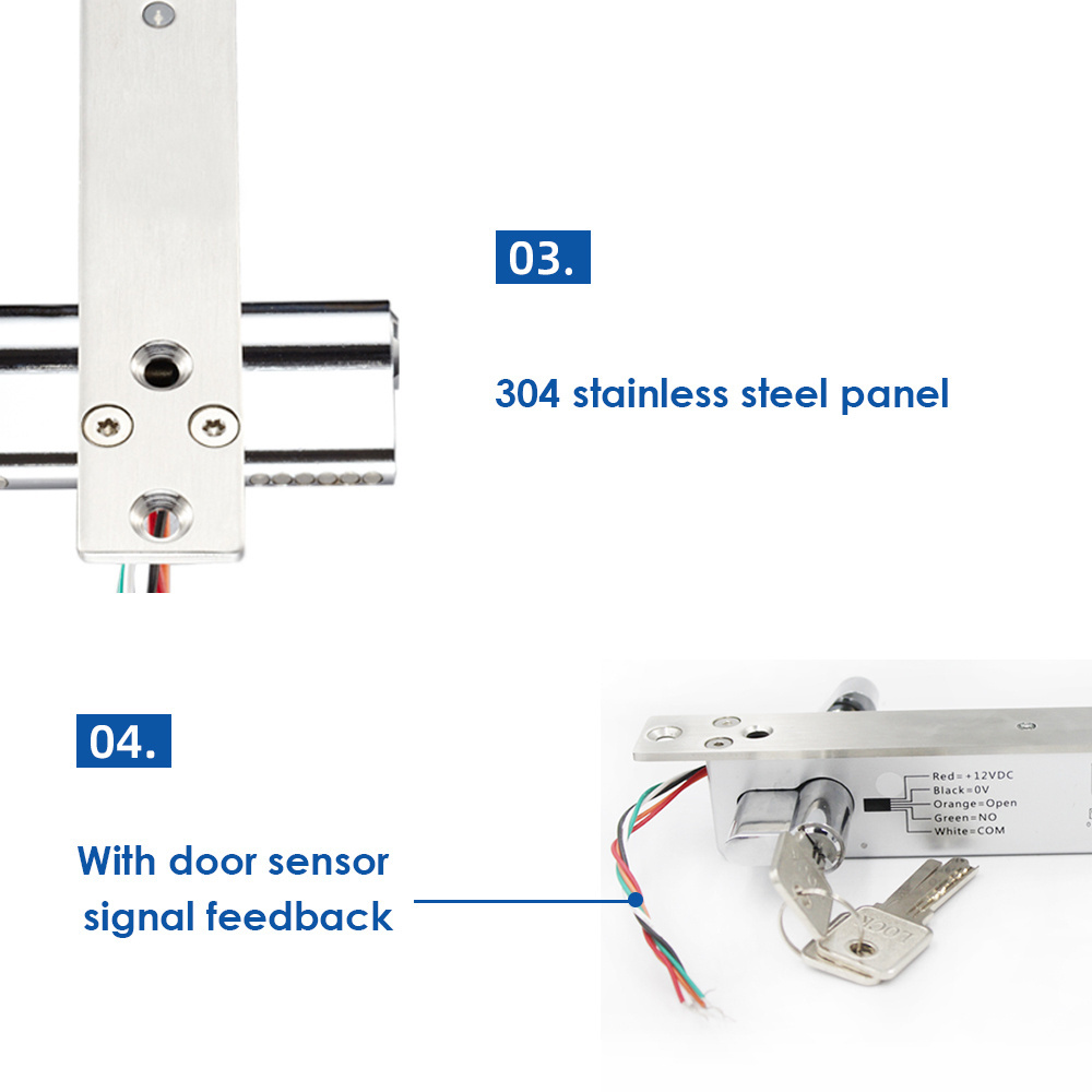 Electric Bolt Lock Access Control System Electric Mortise 5-wires Low Temperature/Time Delay Glass Door DC 12V NC