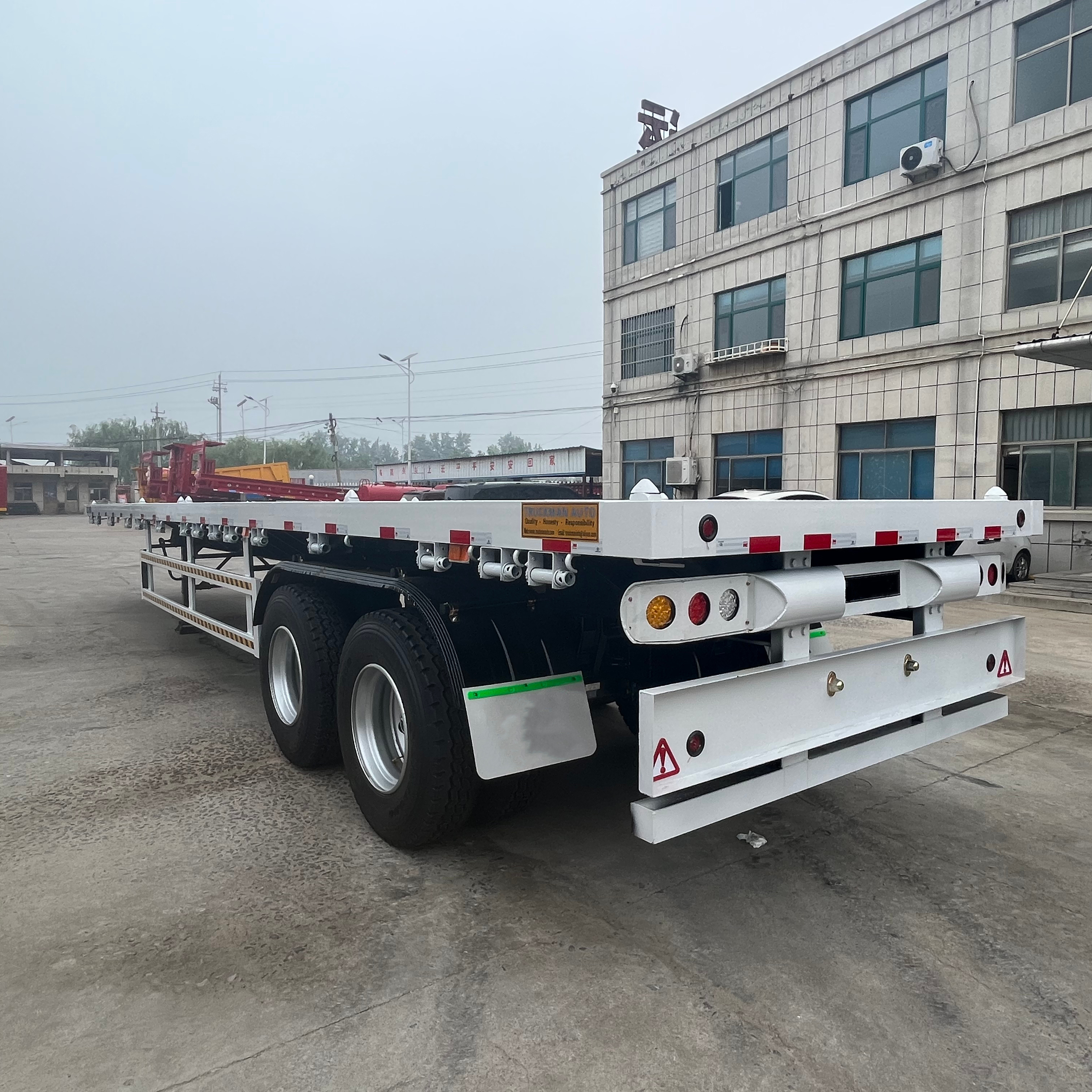 Factory Sale Various 2 axle 20ft 40ft 45ft truck trailer flatbed 3 axles gooseneck flat bed semi trailer for sale