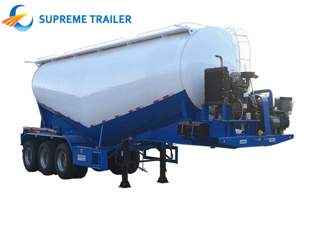 Tri Axles 35-70CBM Powder Tanker Bulk Cement Carrier Cement Bulker with Bohai Compressor Semi Truck Trailer For Sale