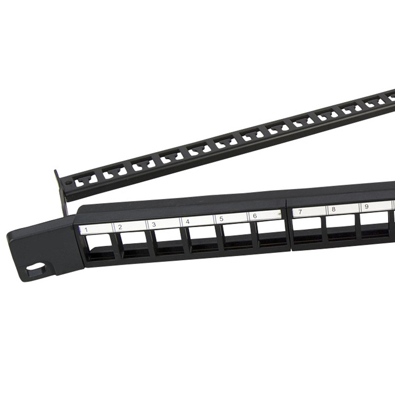 19 inch v-shaped network patch panel 24 port cat6 wall mount foldable patch panel cat 6a 48 port 1U