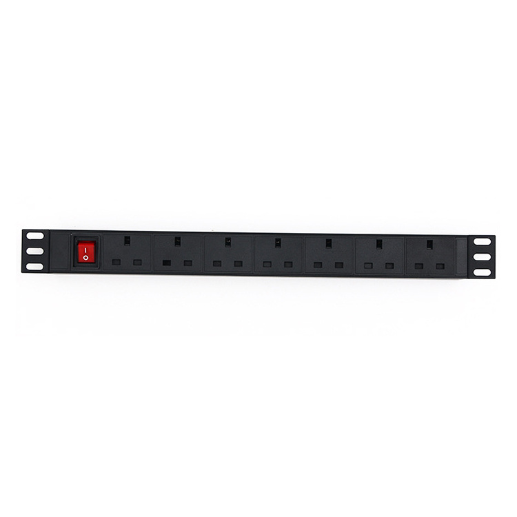 250v pdu 13A aluminium alloy 7 Way uk socket vertical power distribute unit network cabinet PDU witch switch