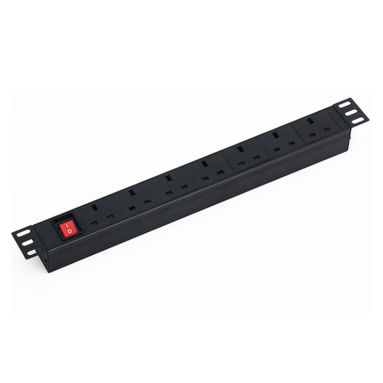 250v pdu 13A aluminium alloy 7 Way uk socket vertical power distribute unit network cabinet PDU witch switch