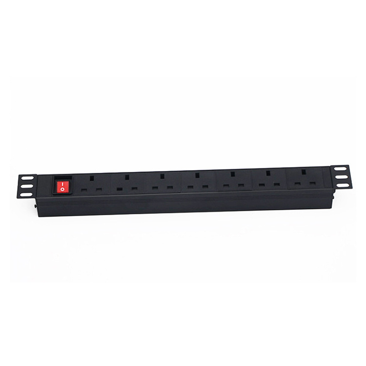 250v pdu 13A aluminium alloy 7 Way uk socket vertical power distribute unit network cabinet PDU witch switch