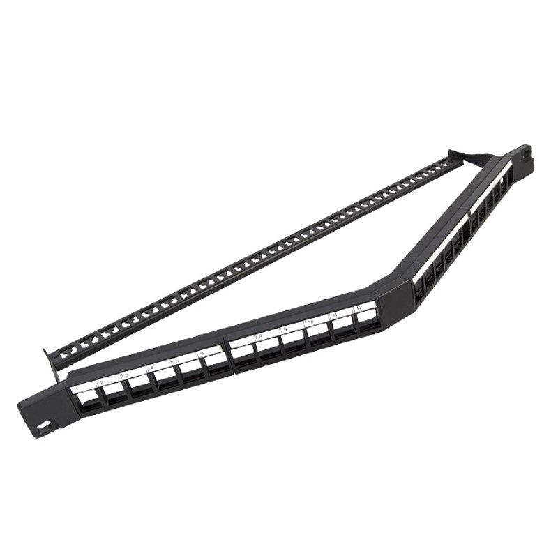 19 inch v-shaped network patch panel 24 port cat6 wall mount foldable patch panel cat 6a 48 port 1U