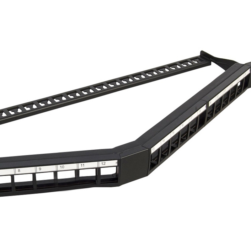 19 inch v-shaped network patch panel 24 port cat6 wall mount foldable patch panel cat 6a 48 port 1U