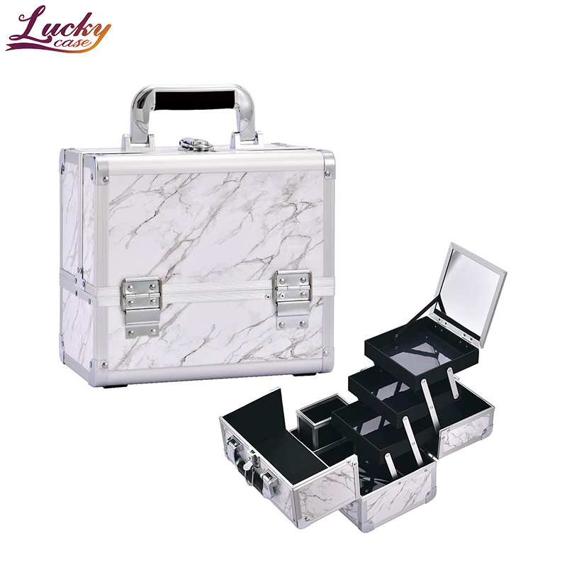 Waterproof Large Capacity Cosmetic Luggage Case Professional Beauty Travel Aluminum Frame Train Case With Mirror