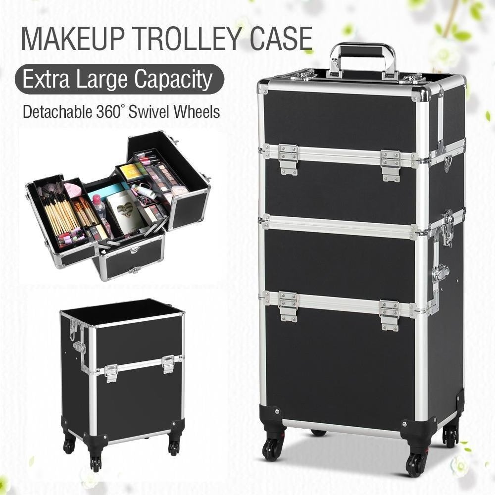 Wholesale profession aluminum beauty luggage bag case cosmetics rolling makeup travel train trolley case