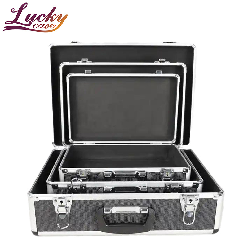 Lucky Set of 3 Transport Cases Tool Boxes with Aluminium Frame and ABS Customized Aluminum Case In 3 Sizes