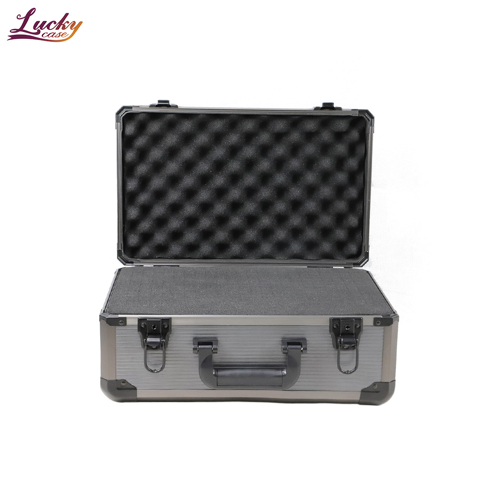 Aluminum Hard Case Briefcase Box with DIY Customizable Foam Insert Lockable Flight Case for Instruments Tools and Accessories