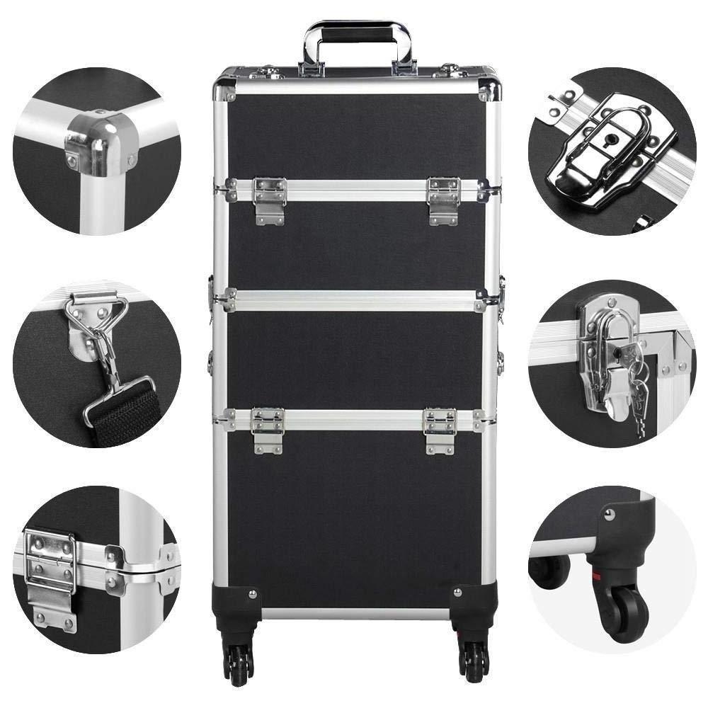 Wholesale profession aluminum beauty luggage bag case cosmetics rolling makeup travel train trolley case