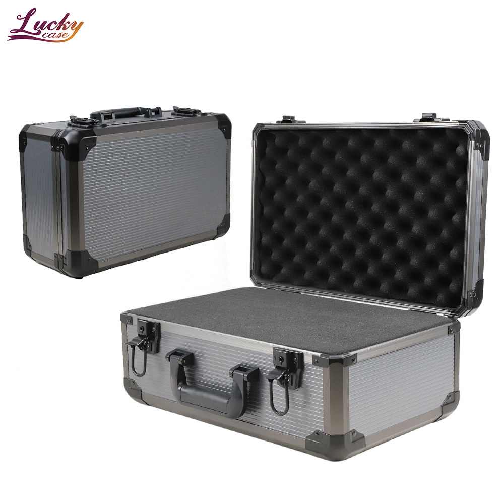 Aluminum Hard Case Briefcase Box with DIY Customizable Foam Insert Lockable Flight Case for Instruments Tools and Accessories