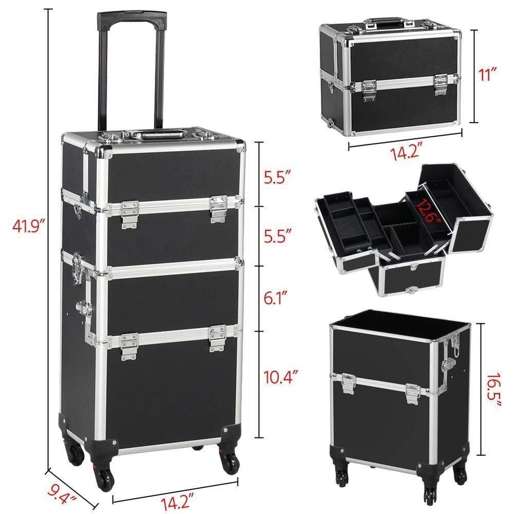 Wholesale profession aluminum beauty luggage bag case cosmetics rolling makeup travel train trolley case