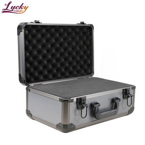 Aluminum Hard Case Briefcase Box with DIY Customizable Foam Insert Lockable Flight Case for Instruments Tools and Accessories