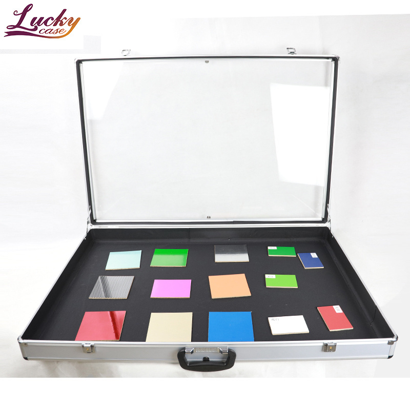 Professional customized hard Aluminum table top acrylic display case carry case box with lock and key