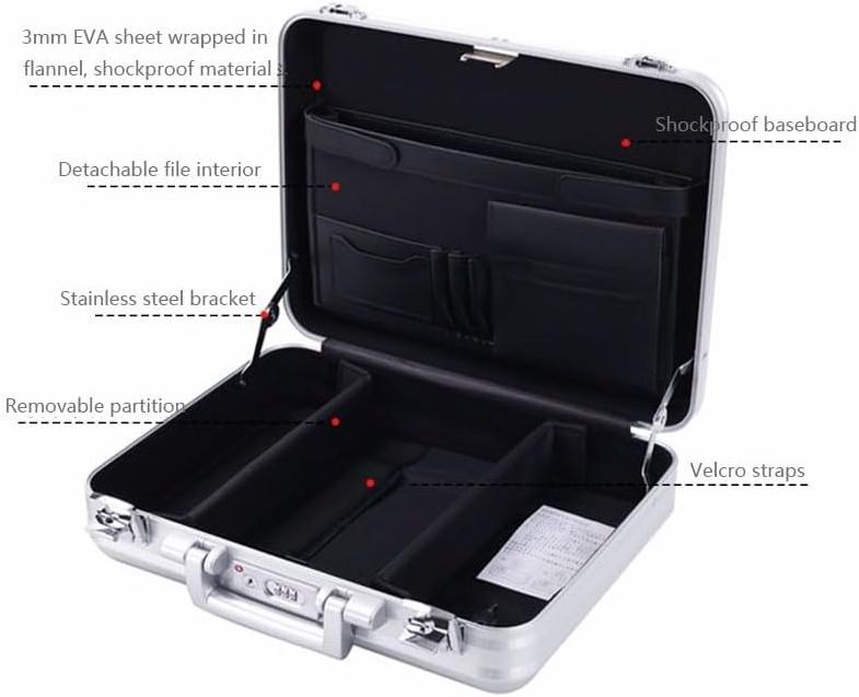 Cheap Aluminum Briefcase  Hard Case Aluminum Briefcase with Foam Durable Aluminum Laptop Briefcase