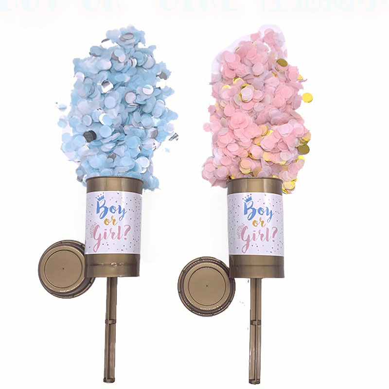 Handheld Fireworks Push Pop Poppers Boy Or Girl Gender Reveal Confetti Cannon For Baby Shower Party Dec