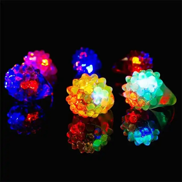 Flashing Colorful LED Light Up Bumpy Jelly Rubber Rings Finger Toys for Parties Favors Raves Concert Shows Gifts