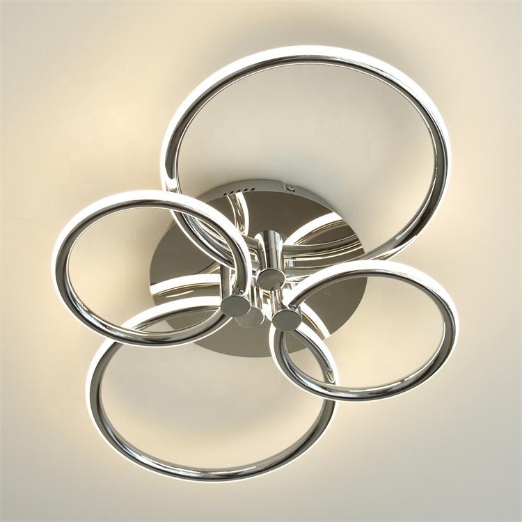 L4u Modern Design 4 Round Circle Rings Aluminum Lamp LED Surface Mounted Ceiling Light for Bedroom