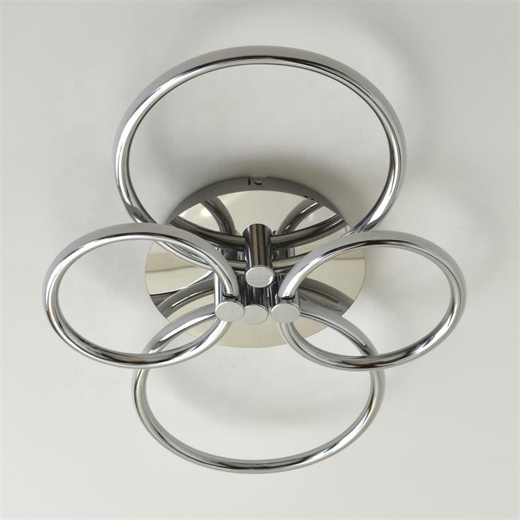 L4u Modern Design 4 Round Circle Rings Aluminum Lamp LED Surface Mounted Ceiling Light for Bedroom