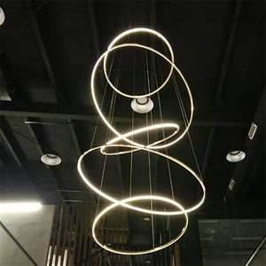 ETL cETL Hoop Circular Shape Gold Chandelier Luxury Customized Size Italian Modern Chandelier Pendant Lamp LED Circle Ring Light