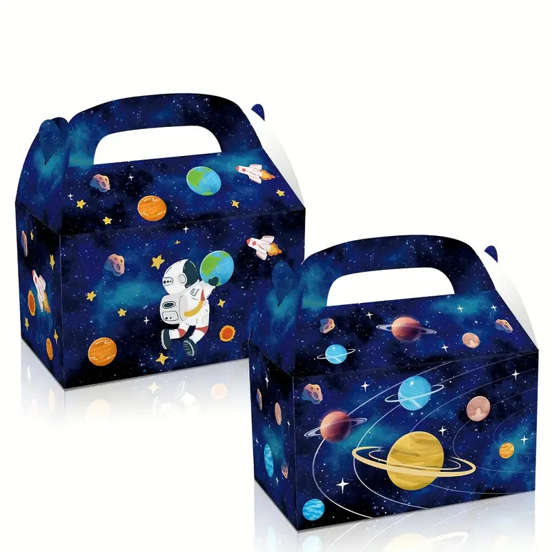 LUCKY Planet Party Favors Kraft Paper Bags Space Theme Party Decoration Supplies Planet Tote Gift Boxes