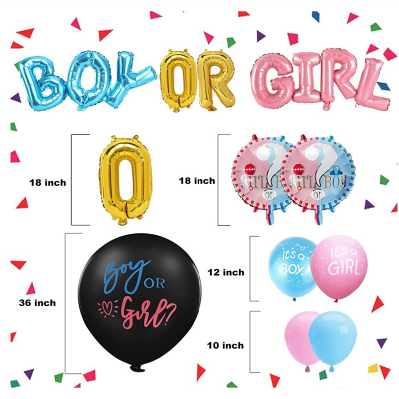 LUCKY Gender reveal party balloon supplies decoration 36 inch boy or girl latex balloon blue pink