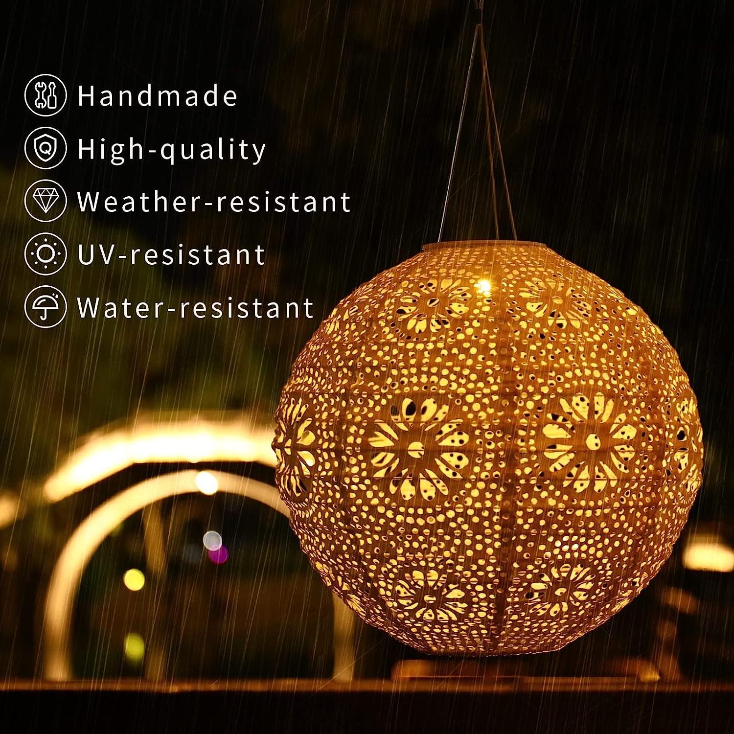 LUCKY 12 inch outdoor hangingwaterproof led lamp home party wedding decoration lights DuPont paper solar lanterns