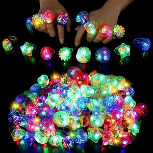 LUCKY  Glowing strawberry ring light love heart crown led fluorescent ring finger light bar flashing soft rubber toy ring