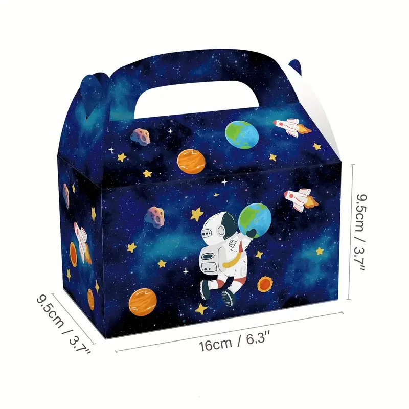 LUCKY Planet Party Favors Kraft Paper Bags Space Theme Party Decoration Supplies Planet Tote Gift Boxes