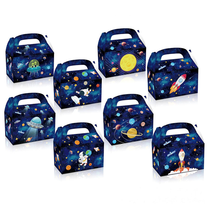 LUCKY Planet Party Favors Kraft Paper Bags Space Theme Party Decoration Supplies Planet Tote Gift Boxes