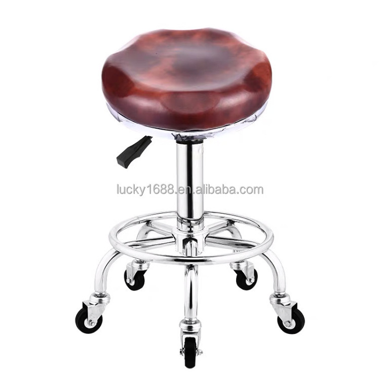 High quality PU leather high foot 360 degree swivel lift chair adjustable bar stool round