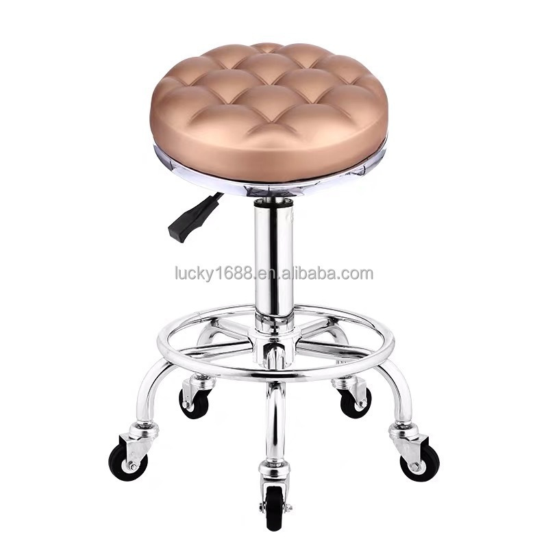 High quality PU leather high foot 360 degree swivel lift chair adjustable bar stool round